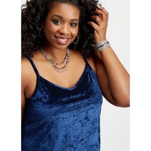Maurices 24/7 Navy Blue Velvet Cami Tank Top